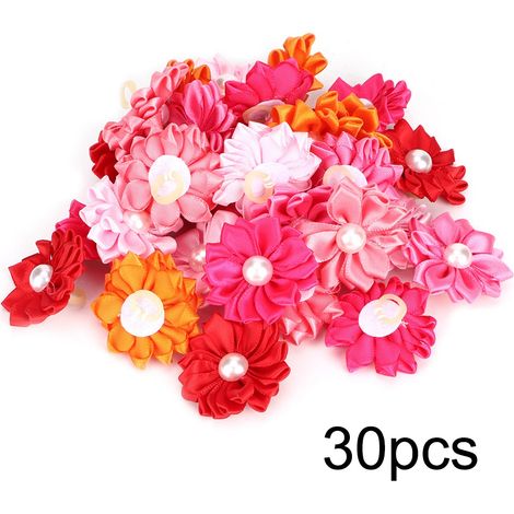 Nœuds colorés en poils de chien pour animaux de compagnie, 30 pièces, décor de perles pour chiots, petits chats, accessoires de toilettage (1/5)