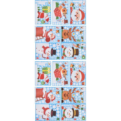Set mit 2 Weihnachtsfensteraufklebern zu verkaufen, Aufkleber mit Weihnachtsbaum, Rentier und Schneeflocke, Weihnachtsmann-Fensterdekorationen (2 Sets in 1 Packung) (1/5)