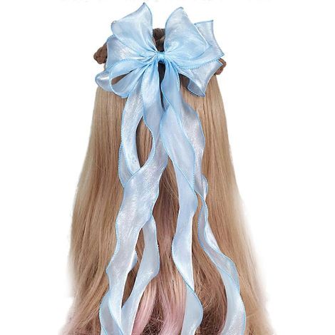 Pince à cheveux vintage à 3 niveaux avec grand nœud papillon, couleur unie, paillettes, ruban long, épingles à cheveux pour queue de cheval, tresses, barrettes, accessoires de coiffure décoratifs pour (1/4)