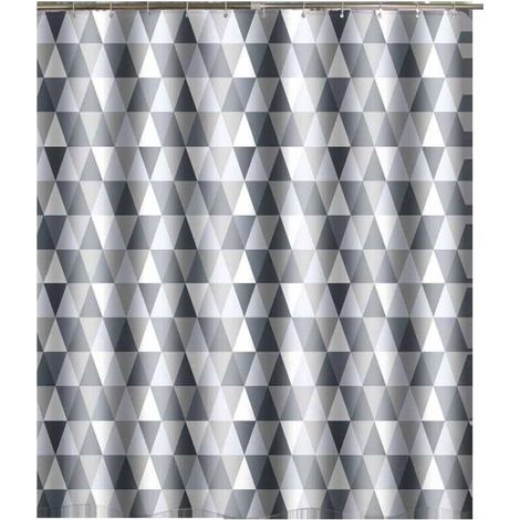 Rideau de douche imperméable et anti-moisissure, adapté aux pièces humides - lavable, petit motif triangulaire, avec ourlet lesté, convient aux salles de bains (220 200 cm)