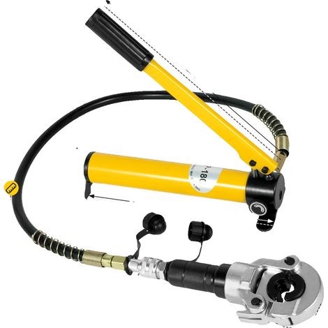Jeu d'outils de sertissage hydraulique, compression de 6 tonnes, options de matrices polyvalentes, Jaune (1/5)
