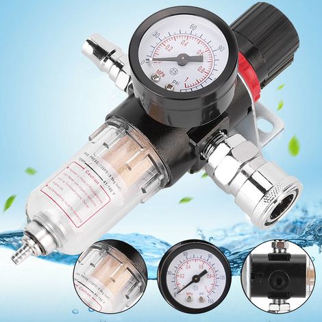 1/4-Zoll-Luftkompressor-Wasserabscheiderfilter, Werkzeugsatz mit Regler und Manometer (1/5)