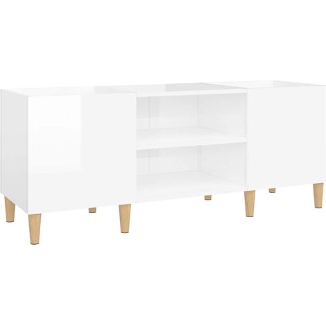 Armoire à disques,Meuble de Rangement,Meuble TV blanc brillant 121x38x48 cm bois d'ingénierie -31025 (1/5)