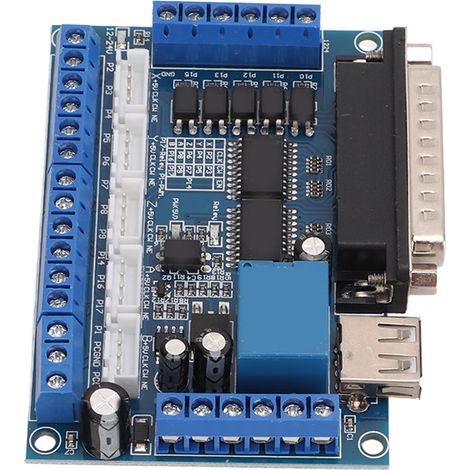 5-Achsen-Schrittmotortreiber-Schnittstellenplatine mit Optokoppler, USB-DB25-Kabel, blau (1/5)