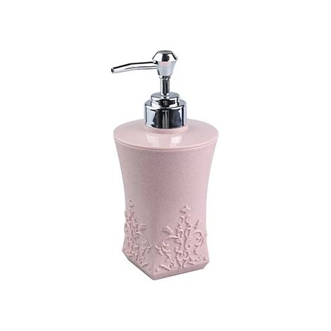 (carré rose) Distributeur de savon liquide pour les mains et la lotion pour salle de bain, style européen, détachable, à poussoir (1 pièce) (1/5)