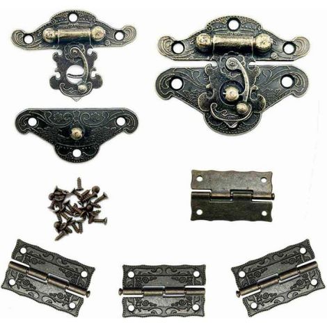 Serrure Boîte À Bijoux - Finition Rustique - Montage Sur Porte - 2 Pièces (1/4)