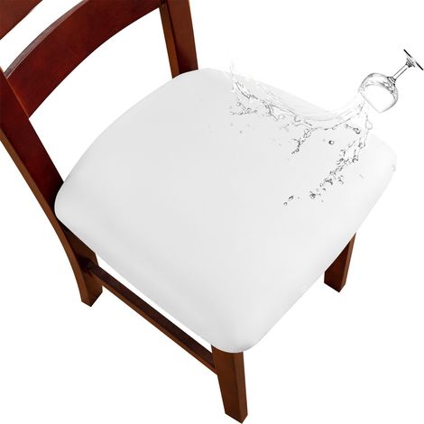 Lot de 6 housses de chaises de salle à manger imperméables en cuir PU, amovibles et avec coussin, pour la salle à manger, la cuisine, l'hôtel et la décoration intérieure. (1/5)