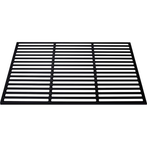 Wolketon Gusseisen Grillrost 60 × 40 cm – Emaillierter Grillrost für Holzkohlegrill, Gasgrill & Backofen, Robustes BBQ Zubehör, Schwarz