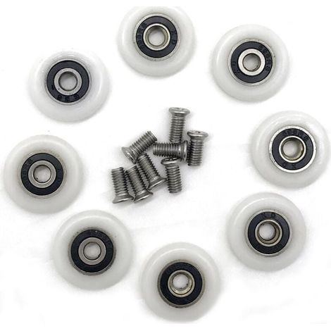 Lot de 8 roulettes de porte de douche 23mm – Rouleaux en plastique – Vis en acier inoxydable M5 x 20mm – Pour portes en verre (1/4)
