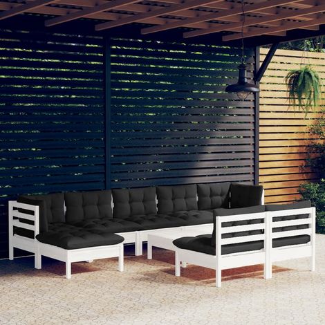 10-tlg. Garten-Lounge-Set mit Kissen Weiß Kiefernholz vidaXL (1/5)