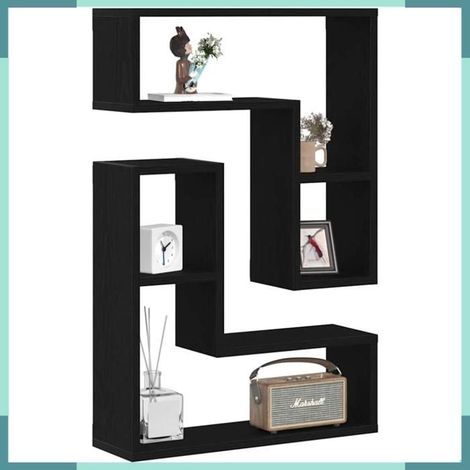 862651 étagère Murale avec étagère 2 pcs Chêne noir 50 x 15 x 85 cm (1/5)