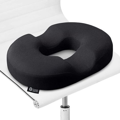 Coussin Anneau pour hémorroïdes - Oreiller Mousse à mémoire de Forme antidérapante siège orthopédique Ferme Maison Bureau Fauteuil 100% (1/4)