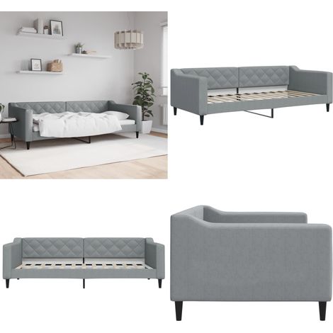Tagesbett Hellgrau 90x200 cm Stoff - Schlafsofa - Bett - Tagesbett - Gästebett - Wohnzimmermöbel - Home & Living (1/5)