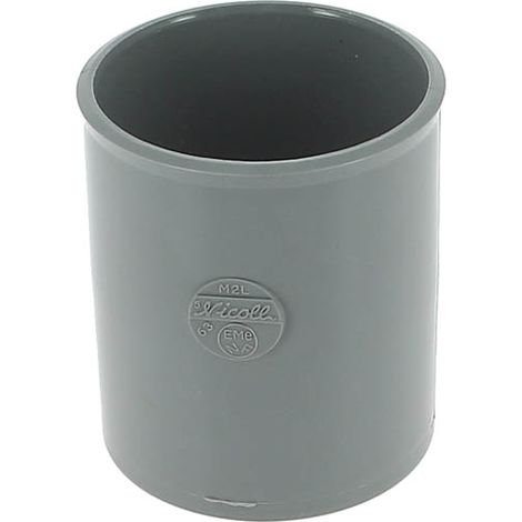 Nicoll – Manchon à butée PVC femelle-femelle Ø63 mm – Raccord évacuation en PVC lisse – Assemblage fiable pour tubes mâles – Classement feu NF-M1
