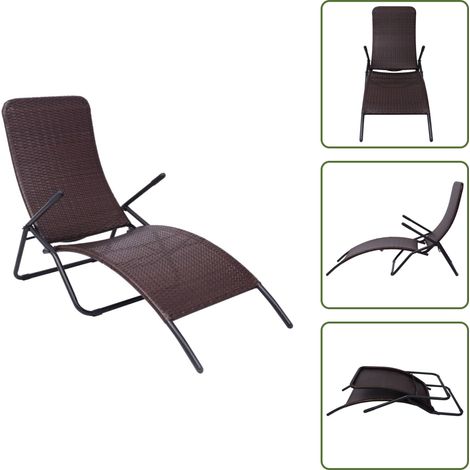 Sonnenliege Klappbar Poly Rattan Brown - Sonnenliege - Gartenliege - Klappliege - Rattanliege - Outdoorliege (1/5)