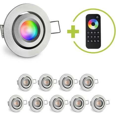 Einbaustrahler Mini schwenkbar Matera 3W RGBW IP44 - Farbe: silber - Anzahl: 10x