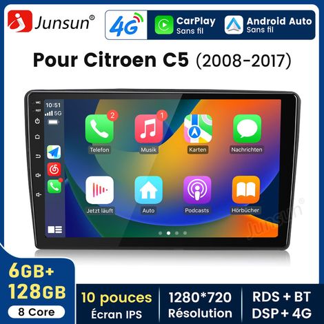 10 pouces Carplay Autoradio pour Citroen C5 2008-2016 Android 6+128G JUNSUN (1/4)