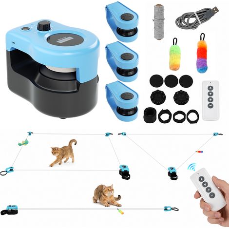 Jiubiaz Juguete automático para gatos con sonido de ratón activable/desactivable, mando, 3 módulos y USB-C (1/5)