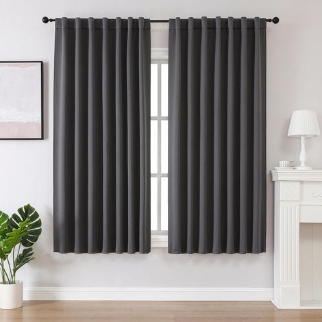 Dark Grey Thermal Blackout Curtain, 140 x 175 cm, Anti-Foid and Heat Insulated, Anti-Noise Anti-UV, Hidden Tab Top and Rod for Living Room, Bedroom, Balcony – 2 Pieces (1/5)