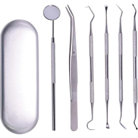 Kit dentaire en acier inoxydable 6 pièces : instruments de soins buccaux, outils de préparation dentaire et de blanchiment des dents