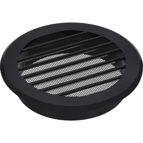 Grille d'aération ⌀ 100 mm avec moustiquaire, grille d'aération ronde en plastique noir pour conduit d'aération, évacuation et entrée d'air, raccord de tuyau, grille d'aération (1/3)