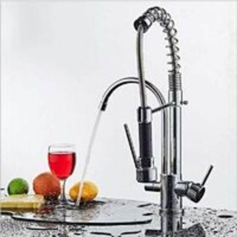 Douchette robinet cuisine - - Laiton massif - Rétractable - Chromé - G1/2 - Résistant aux rayures (1/4)