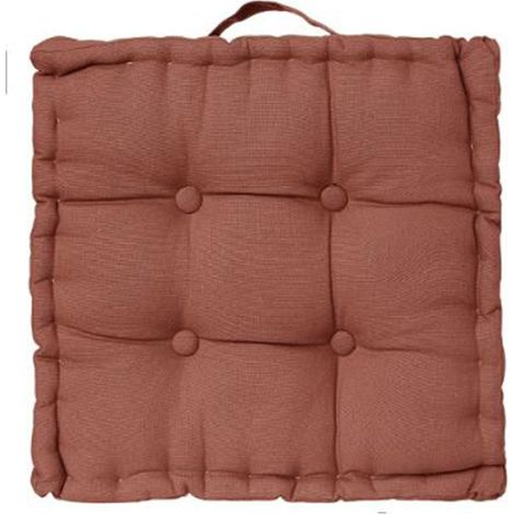 Atmosphera – Coussin de sol carré 40x40cm en coton terracotta – Doux et confortable – Avec poignée pour un transport facile (1/3)