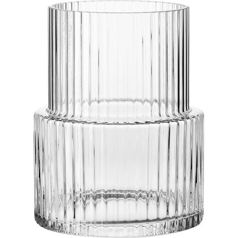 Vaso - Vaso in vetro rigato scintillante - 18 cm - Design elegante e moderno - Ideale per composizioni floreali e decorazioni per la casa (1/4)