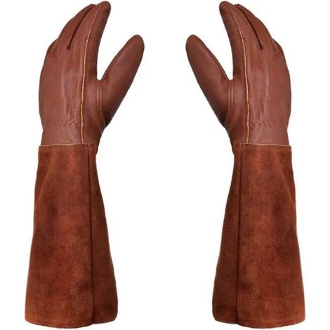 Gants de jardinage unisexes - Paire de Gants de Jardinage - Protection Cuir - Gants de Jardinage pour les Épines et Ronces et Gants de Travail--Marron--M (1/5)