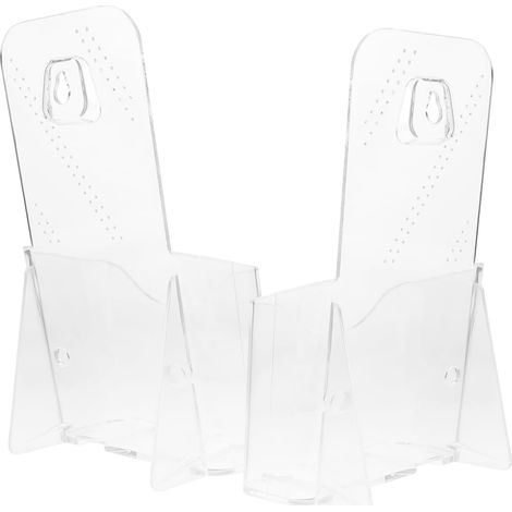 Juego de 2 portafolletos transparentes tamaño A6, organizador de escritorio acrílico para documentos de presentación. (1/5)