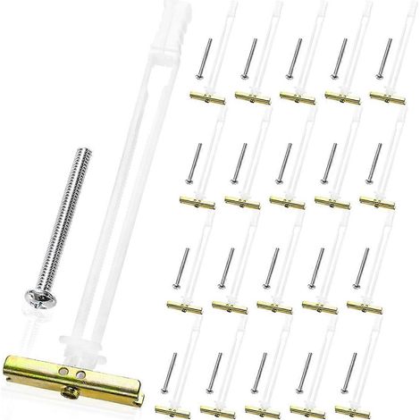 Lot de 20 chevilles pour cloisons sèches avec boulons inclus, pour fixation de téléviseurs et d'armoires. (1/5)