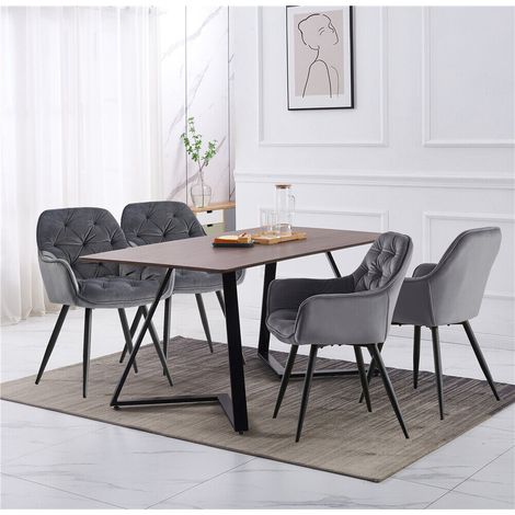 UK 150CM Retro industrial design dining table and 4 chairs set wood table top metal chair leg,gery