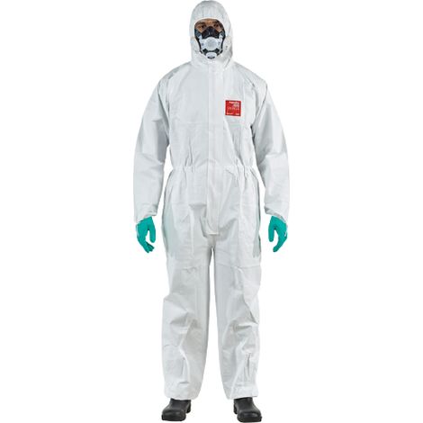 Ansell – Combinaison de protection à capuche AlphaTec 2500 STANDARD – Type 5-B et 6-B – Protection contre agents infectieux – Taille L – Blanc