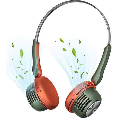 Ventilateur de cou, ventilateur sans pales, 5 vitesses réglables, ventilateur puissant vert -- (1/5)