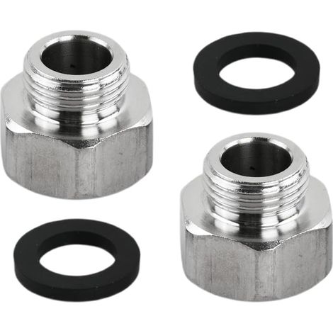 Lot de 2 Adaptateur 3/8 1/2 Pouce Raccord Réducteur Inox Mâle vers Femelle Joint Étanchéité Plomberie Cuisine Salle Bain (1/5)