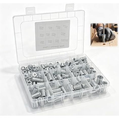 170 Pièces Insert Fileté Bois, M6, M8, M10 (1/5)