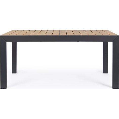 Table de jardin extensible 160/240x100 cm naturel et noir - YALIO (1/5)