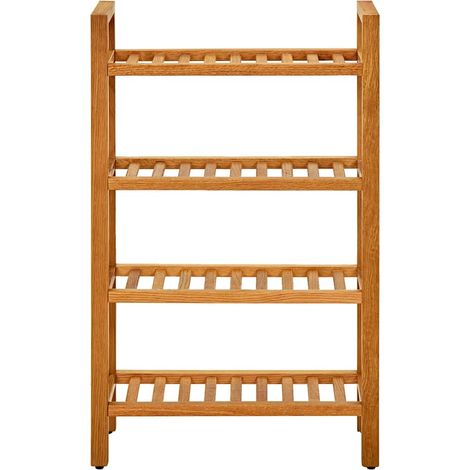 Scarpiera  Mobile per scarpe con 4 Ripiani 50x27x80 cm in Legno Massello di Rovere (1/5)