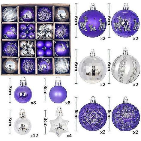 Nouvelles décorations de Noël pour sapin, lot de 44 boules colorées incassables à suspendre. (1/5)