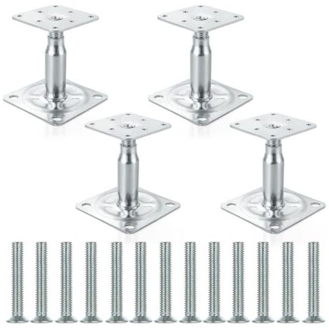 royaluxe-Lot de 4 supports de poteau surélevés galvanisés réglables de 100 à 150 mm, support de toit robuste pour construction