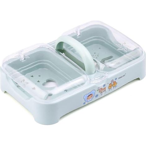 Porte-savon portable et polyvalent en PVC avec couvercle, idéal pour les voyages, la randonnée, le camping, la cuisine ou la salle de bain - Bleu nordique (1/5)