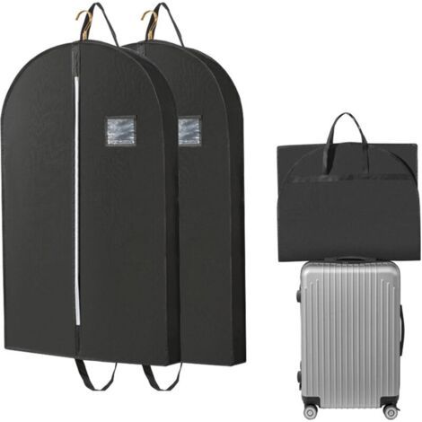 BUNTHAUS PA 2er-Pack Kleidersäcke zum Aufhängen, 110 x 60 x 10 cm, Reiseanzughülle mit Griffen für Kleidung, Mäntel, Jacken, Hemden (Schwarz) (1/4)