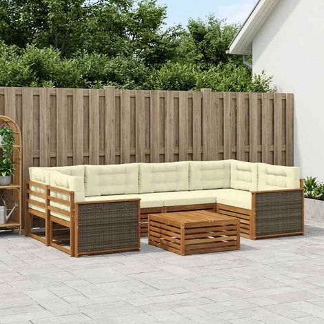 vidaXL Outdoor-Sofagarnitur mit Kissen 7 pcs Natur und Creme (1/5)