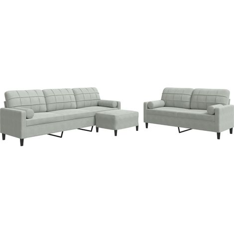 Maison Exclusive - Set di Divani 3 pz con Cuscini e Rinforzi Grigio Chiaro Velluto