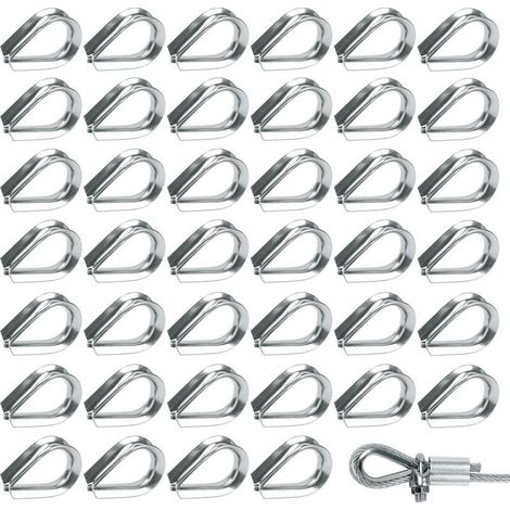 50 Stück M2-Edelstahl-304-Drahtseilösen, herzförmige Ösen für 2-mm-Drahtseil (1/5)