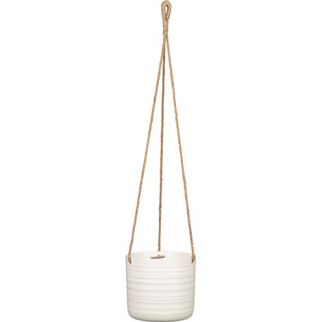 Scheurich Cottage. suspension en coton longueur 56 cm & céramique. couleur : Soft Wool. 16.6 cm de diamètre. 16.7 cm de hauteur. 2.6 l vol.