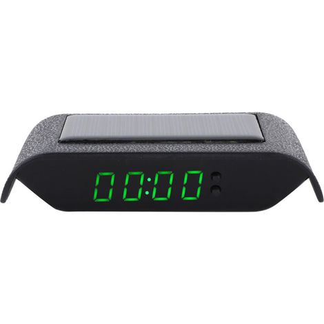 Orologio digitale per auto, camion, a energia solare, ora, data, temperatura, display LCD, cablaggio, luce verde gratuita -Crezuo