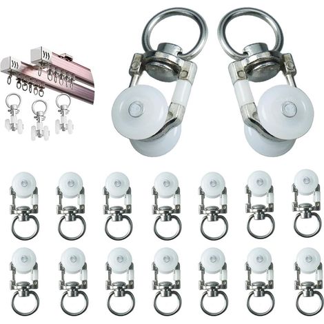 Lot de 30 coulisseaux pour rail à rideaux crochets et anneaux accessoires de fixation pour tentures (1/5)