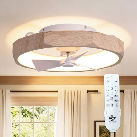 Parrot Uncle 20 Inch Low Profile Ceiling Fan with Light, LED Flush Mount Ceiling Fan with Silent DC Motor, Remote Control 6 Speed Reversible Fan for Bedroom Small Rooms (1/5)