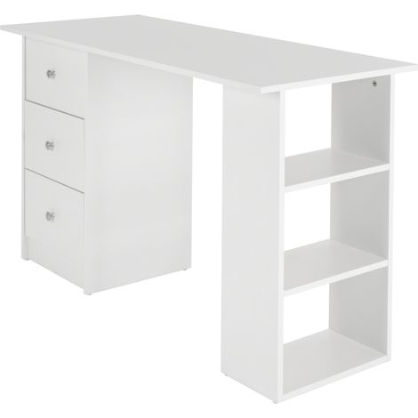ML-Design Escritorio con 3 Cajones y 3 Estantes de Almacenamiento Ideales para Guardado 120x49x72 cm Color Blanco Mueble de Ordenador PC Pórtatil Mueble Mesa de Trabajo Estudio Hogar u Oficina (1/5)